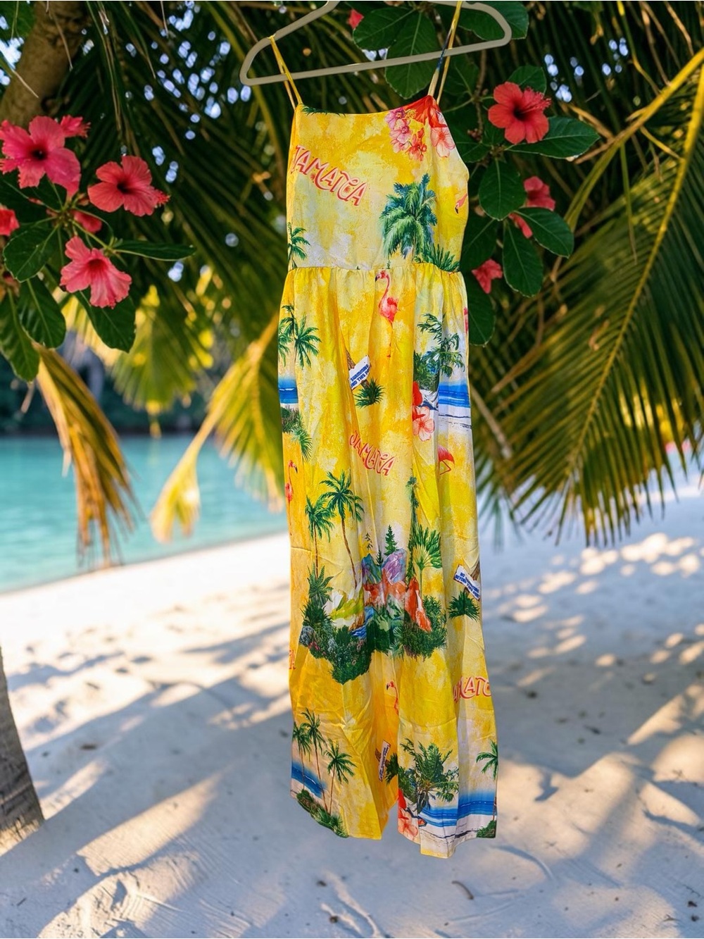 Endless Moon Women’s Yellow Tropical Print Maxi Dress
